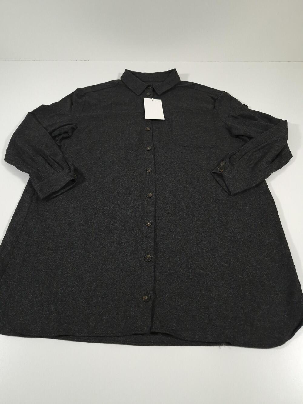 Sézane Sadie Shirt Dress Womens 6 Gray Button Front Long Sleeve Wool Collared